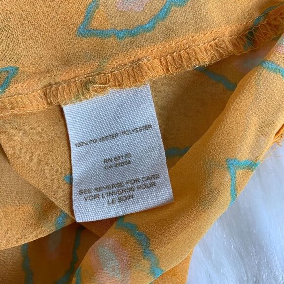 Free People Semi Sheer Boho Orange/Blue Top Sz XS - Picture 6 of 7